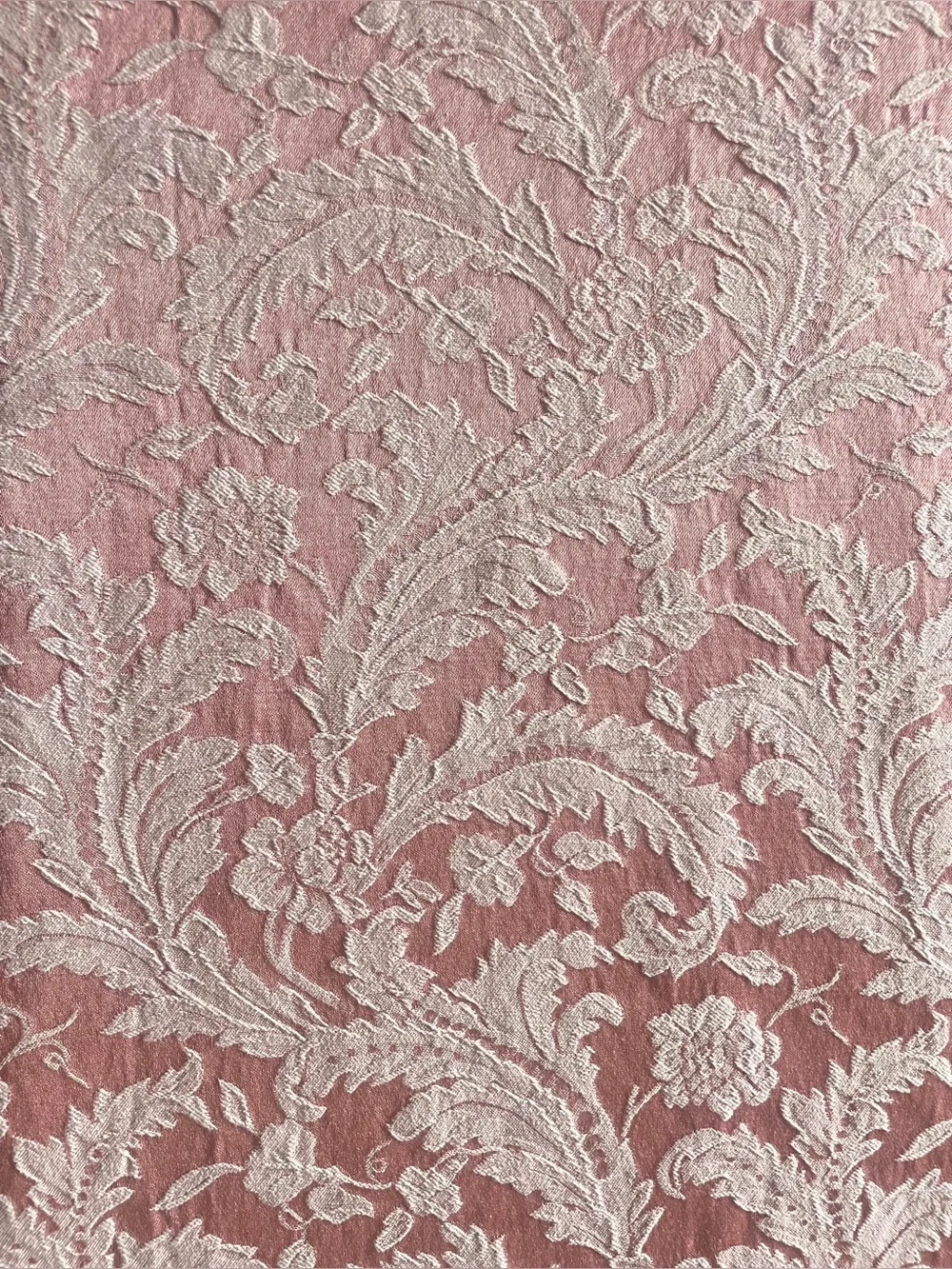 Vintage Tablecloth Jacquard Damask Soft Pink on Dusty Pink 60x132